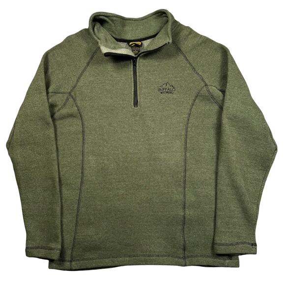 Jacket Men's Large Vintage Pullover Sherpa Fleece Lined Quarter Zip Green Hiking - Picture 1 of 8